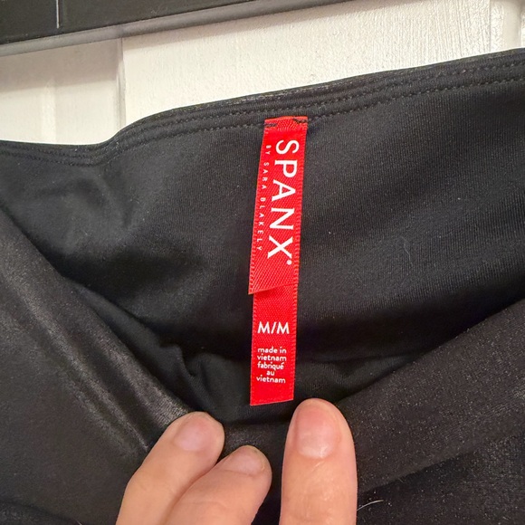 SPANX Faux Leather High-Waist Leggings - Black - like new - Picture 2 of 3